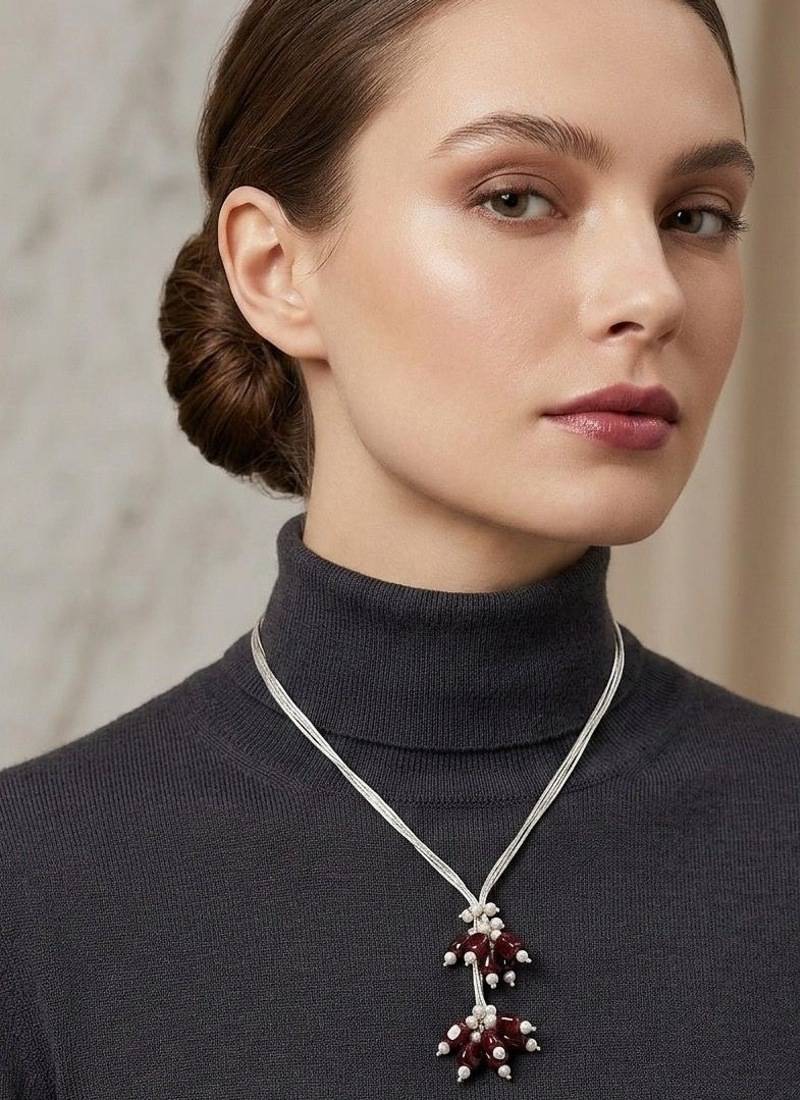 Maroon beaded necklaces