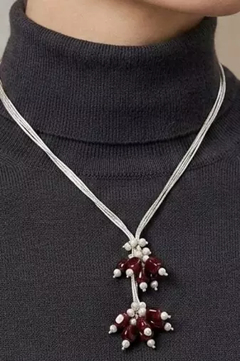 Maroon beaded necklaces