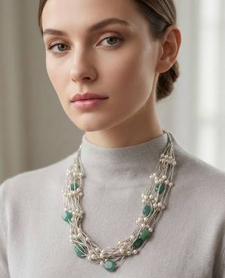 Green beaded necklaces 1