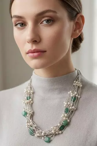 Green beaded necklaces