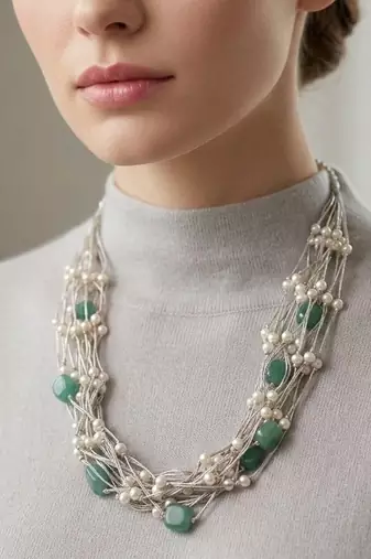 Green beaded necklaces