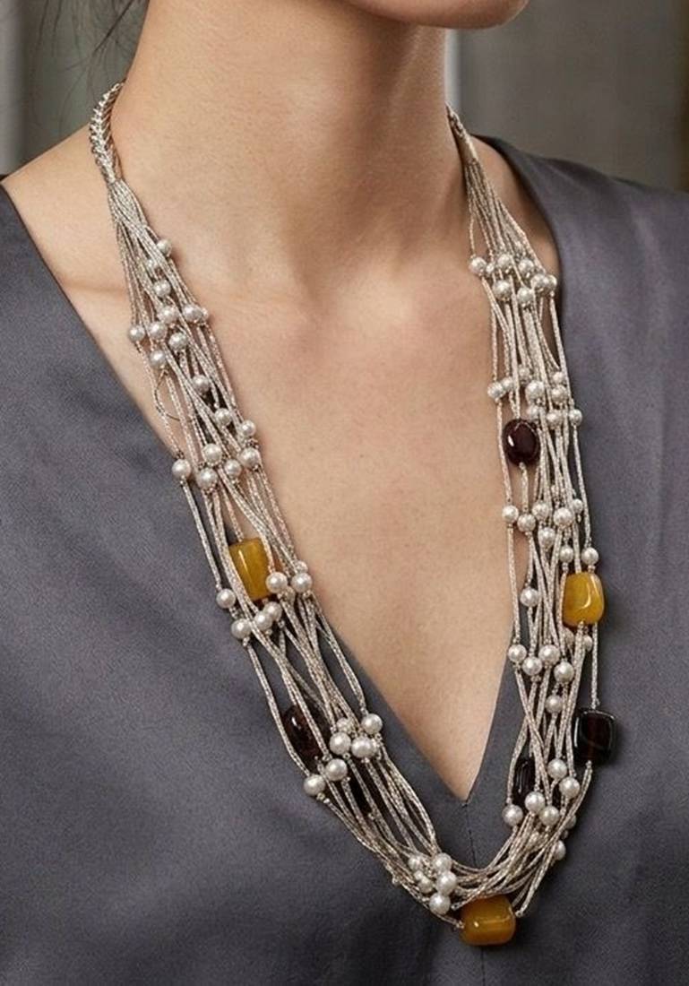 Multicolor stone necklaces