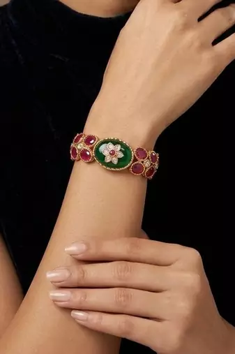 Multicolor gold plated bangle