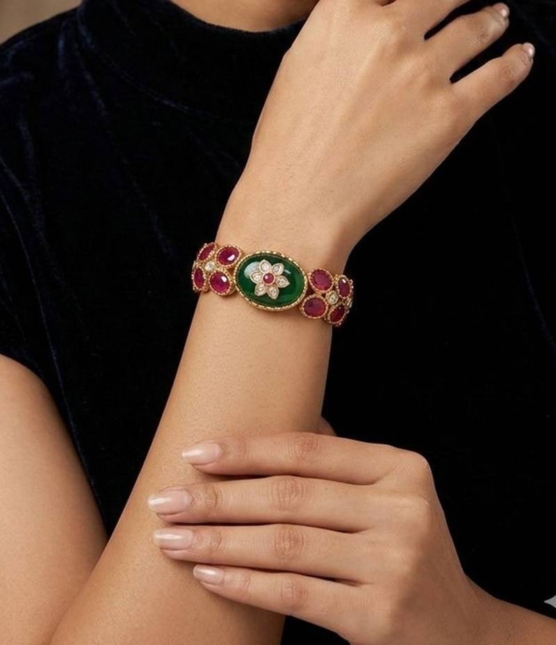 Multicolor gold plated bangle