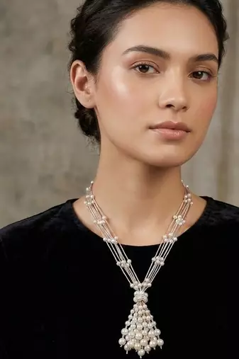 White pearl necklaces