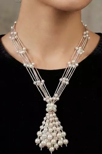 White pearl necklaces