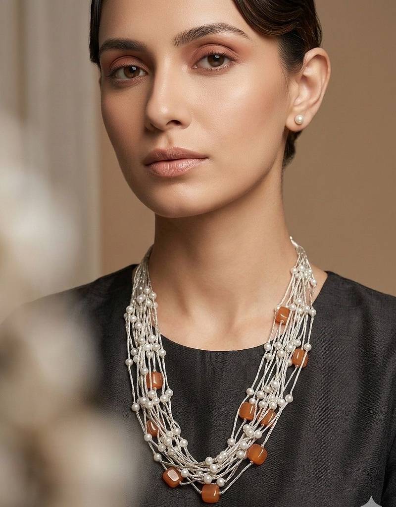 Orange stone necklaces