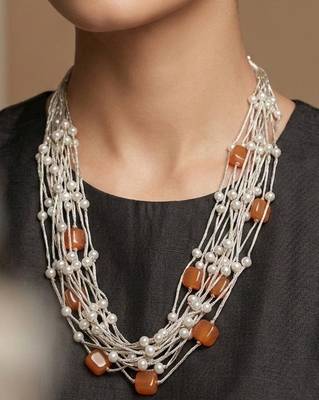Orange stone necklaces 2