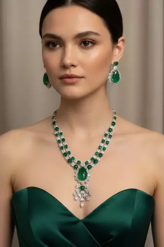 Green studded necklaces