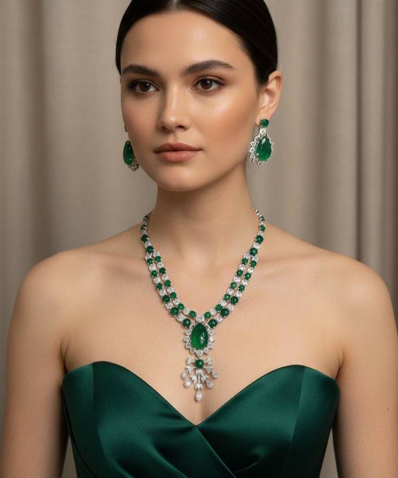 Green studded necklaces