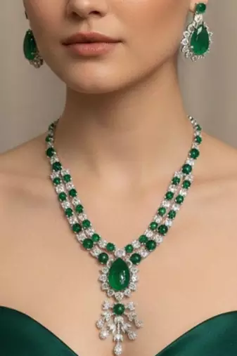 Green studded necklaces