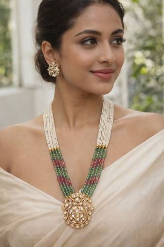 Green beaded necklaces