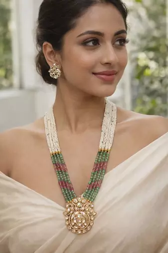 Green beaded necklaces