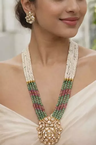 Green beaded necklaces