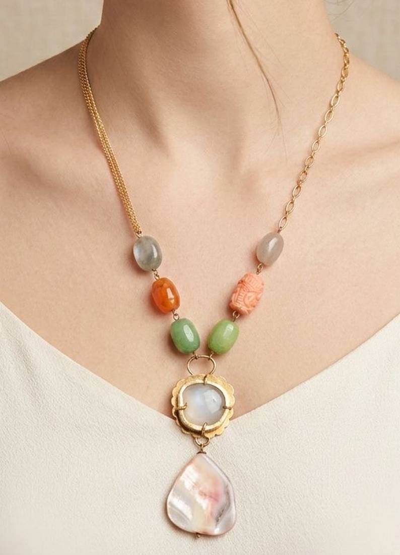 Multicolor stone necklaces