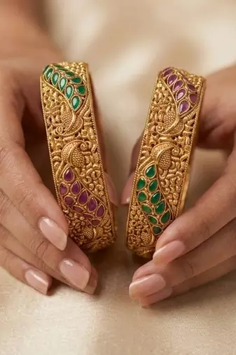 Multicolor gold plated bangle