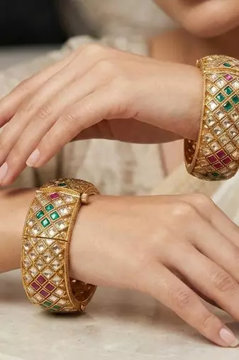 Multicolor gold plated bangle