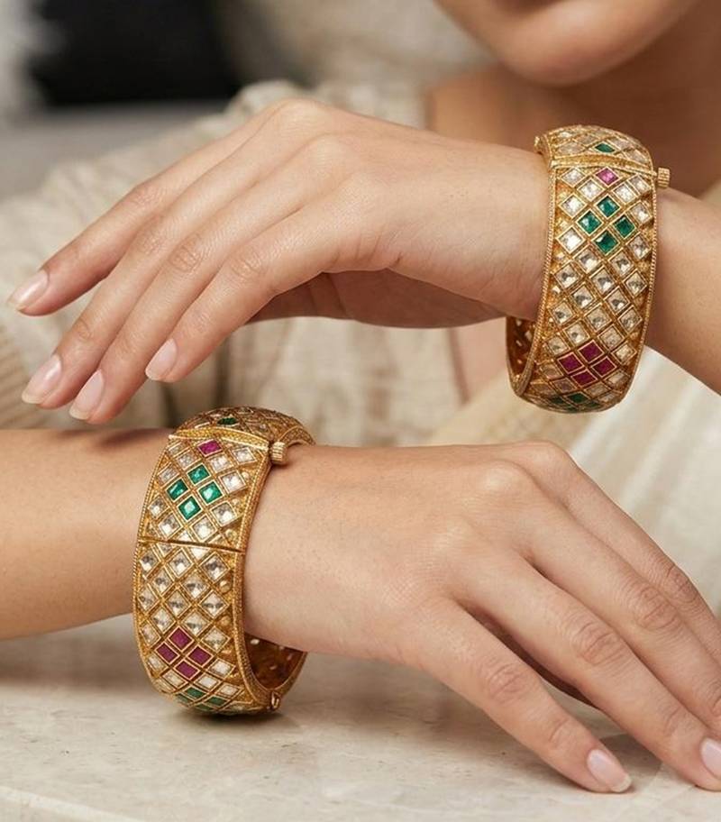 Multicolor gold plated bangle