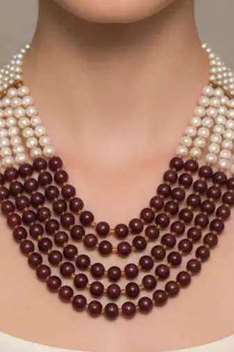 Maroon beaded necklaces