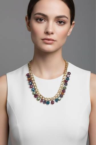 Multicolor stone necklaces