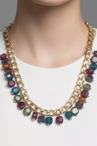 Multicolor stone necklaces