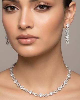 Silver plated necklace with earring 2