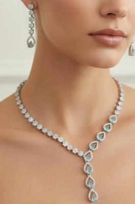 Silver plated necklace with earring 2