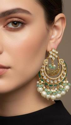 Green pearl with earring 2