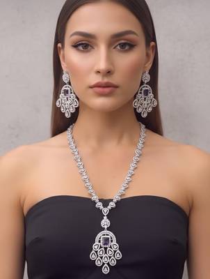 Silver plated necklace with earring 1