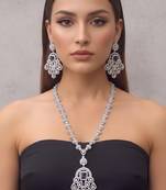 Silver plated necklace with earring