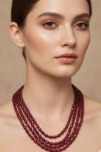 Maroon beaded necklaces
