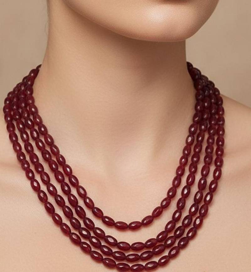 Maroon beaded necklaces