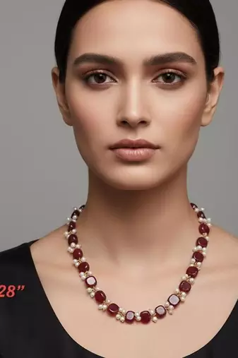 Maroon stone necklaces