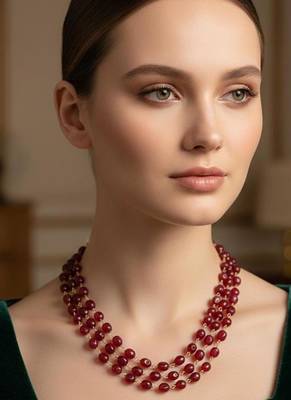 Maroon beaded necklaces 1