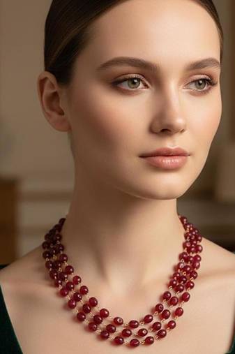 Maroon beaded necklaces
