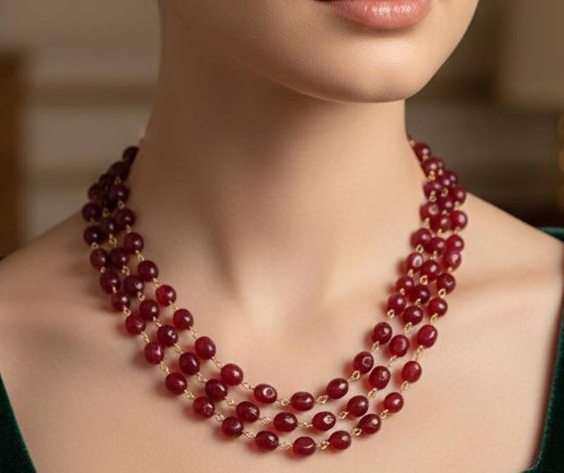 Maroon beaded necklaces