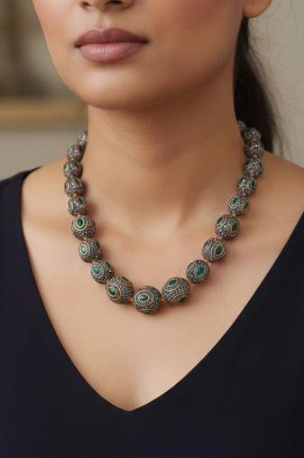 Grey pearl necklaces