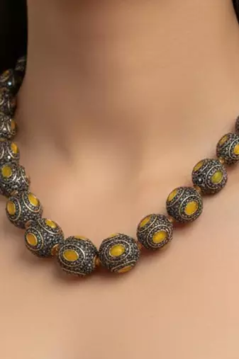 Yellow pearl necklaces