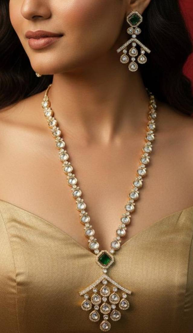 Silver plated necklace with earring