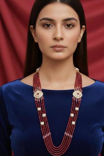 Maroon beaded necklaces