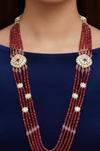 Maroon beaded necklaces