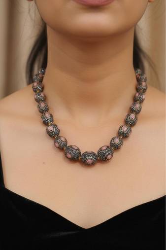 Pink pearl necklaces