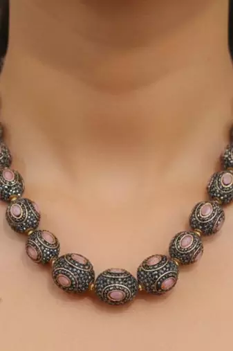 Pink pearl necklaces