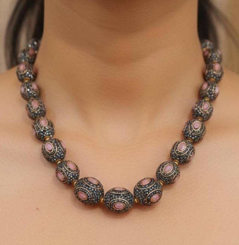 Pink pearl necklaces