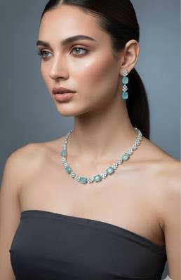 Blue stone necklace with earring 1
