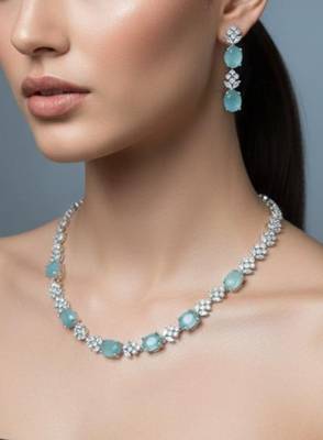 Blue stone necklace with earring 2