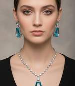 Blue pearl necklace with earring
