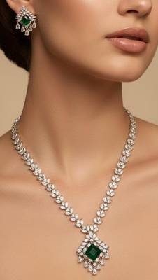Silver plated necklace with earring 2