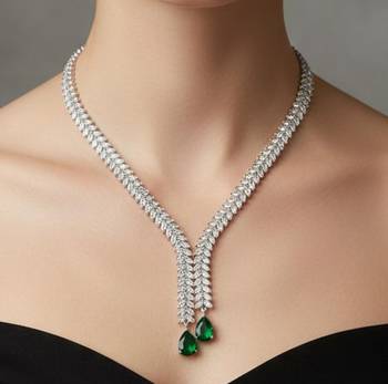 Green silver plated necklace with earring 2