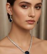 Black silver plated necklace with earring